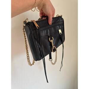 Rebecca Minkoff Mini MAC Leather Crossbody Bag - Black with Gold Hardware
